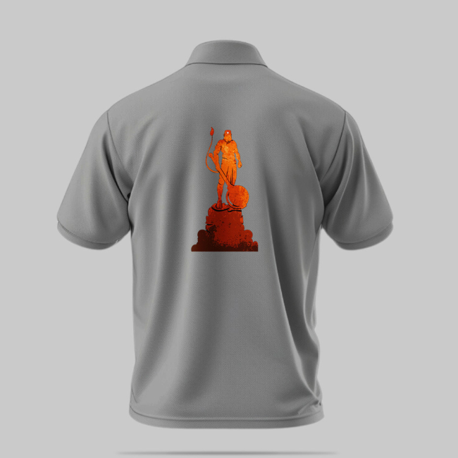 hanuman-polo-t-shirt-grey-back